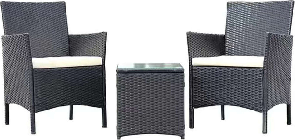 Set-da-Giardino-Grigio-Scuro-2-Poltrone-1-Tavolino-Rattan-Esterno-Cuscini-Beige