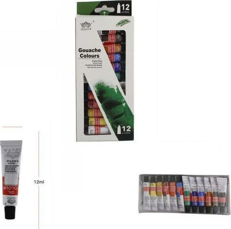 Set-Di-12-Tempere-Gouache-Per-Pittura-Artistica-In-Tubetti-Colori-Da-12ml-Scuola