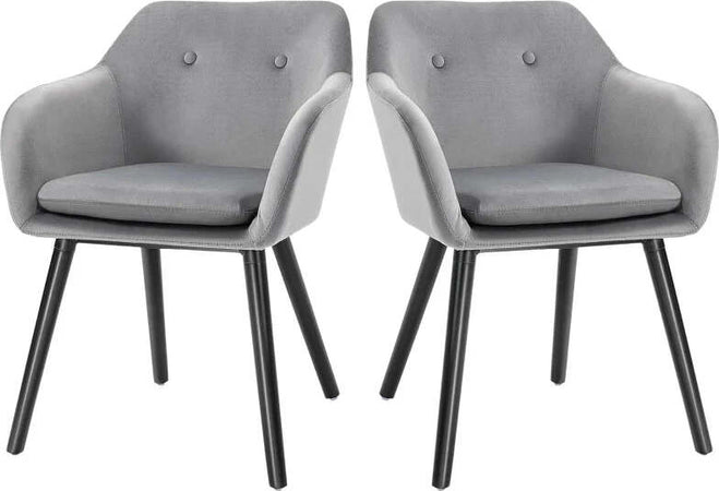 Set-di-2-Sedie-per-Sala-da-Pranzo-con-Braccioli-Imbottite-e-in-Velluto,-54x56x74cm,-Grigio-HY7835-140GYHY7