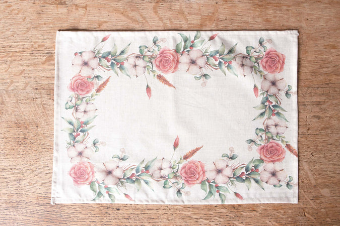 Set di 2 tovagliette americane colazione coppia tovagliette 35 X 50 CM in misto lino stampa floreale fiori morbide resistenti eleganti made in italy FIOR DI COTONE