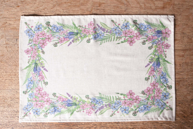 Set di 2 tovagliette americane colazione coppia tovagliette 35 X 50 CM in misto lino stampa floreale fiori morbide resistenti eleganti made in italy FIORI DI CAMPO