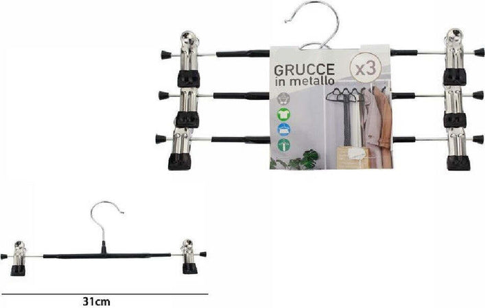 Set Di 3 Pz Grucce Gruccia In Metallo Nera Con Clip 31cm Vestiti Pantaloni 67620 Casa, arredamento e bricolage > Soluzioni salvaspazio > Organizer per Armadi Trade Shop italia - Napoli, Commerciovirtuoso.it