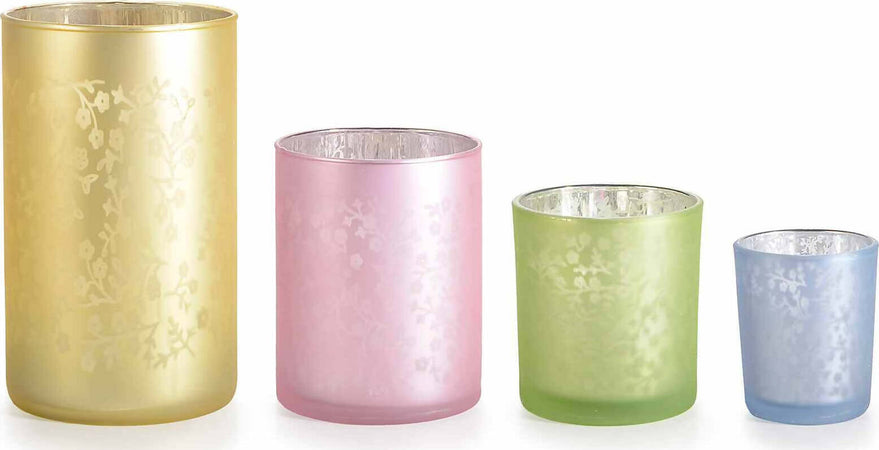 Set Di 4 Portacandela In Vetro Satinato Con Decori Floreali Casa e cucina/Decorazioni per interni/Candele e portacandele/Portacandele/Set di portacandele Sogno Shop - Assisi, Commerciovirtuoso.it