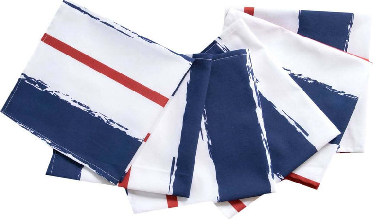 Set Di 6 Tovaglioli Da Tavola In Stoffa 45 X 45 Cm 100% Cotone Stampa Digitale Dai Colori Vivi Ed Intensi Lavabili In Lavatrice Made In Italy Righe Bianco Rosso Blu Casa e cucina/Tessili per la casa/Tessili da cucina/Tovaglioli Novilunio - Sesto San Giovanni, Commerciovirtuoso.it