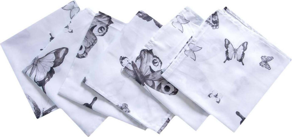 Set Di 6 Tovaglioli Da Tavola In Stoffa 45 X 45 Cm 100% Cotone Stampa Digitale Dai Colori Vivi Ed Intensi Lavabili In Lavatrice Made In Italy Farfalle Bianco Nero Casa e cucina/Tessili per la casa/Tessili da cucina/Tovaglioli Novilunio - Sesto San Giovanni, Commerciovirtuoso.it