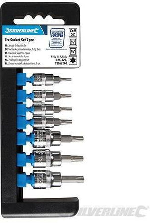 Set di bussole chiavi inserti 1/4" e 3/8" per punte T10 - T40 Silvelrine 7pz