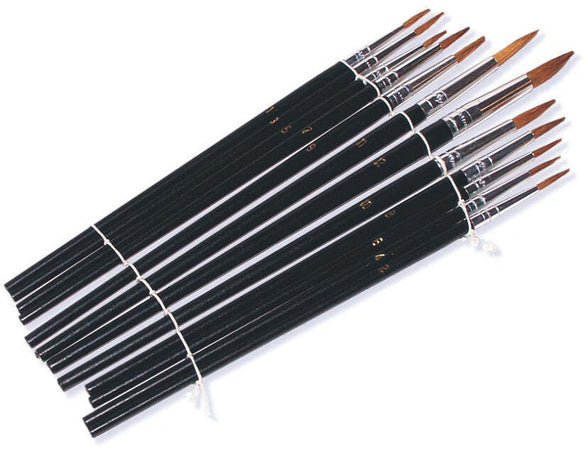 SET DI PENNELI ROTONDI CON MANICI IN LEGNO VERNICIATO NERO 12 PEZZI BEAST