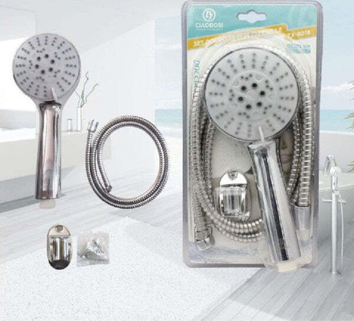 Set-Doccetta-Soffione-Doccia-Con-Tubo-Flessibile-1.5-Metri-Staffa-Bagno-Tx-9218