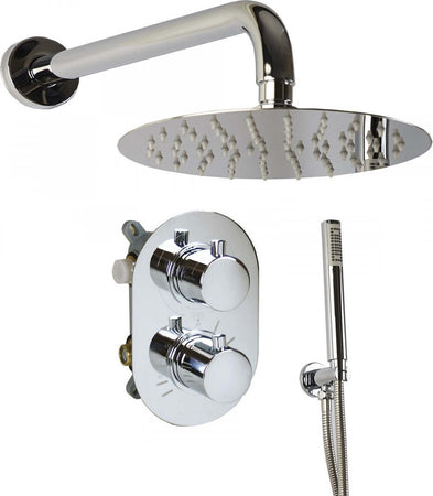 Set-Doccia-ad-Incasso-EOLIE-con-Soffione-tondo,-Braccio,-Miscelatore-Termostatico-e-Doccetta