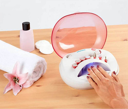 Set-Fresa-Lima-Elettrica-Manicure-Pedicure-+-Asciuga-Smalto-Unghie-a-Batteria