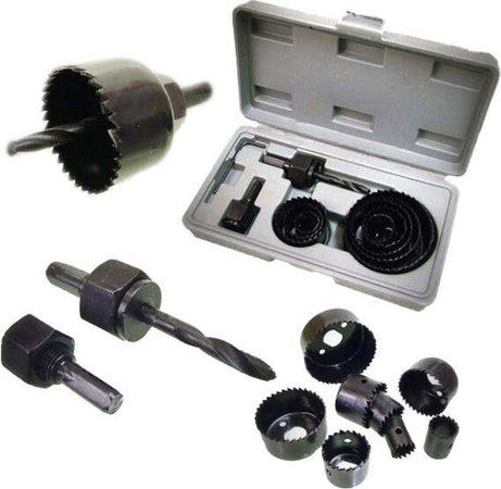 Set-Frese-Legno-A-Tazza-Kit-Seghe-Fora-Legno-Plastica-11-Pz-Attacco-Per-Trapano