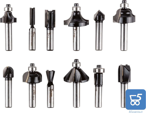 Set frese PARKSIDE per fresatrice PFB 12 A1, 12 pezzi 8mm per Legno Tenero MDF