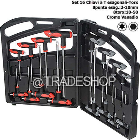 Set Kit 16 Pz Chiavi Chiave A T Esagonali E Torx Lunghe Valigetta Professionali Fai da te/Utensili elettrici e a mano/Utensili a mano/Chiavi e chiavi inglesi/Chiavi esagonali Trade Shop italia - Napoli, Commerciovirtuoso.it