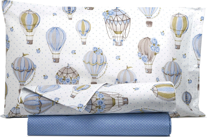 Set Lenzuola Completo Letto Lenzuola 100% Cotone Made in Italy Mongolfiere Azzurro Diverse Misure per Letto Matrimoniale, Singolo, Una Piazza E Mezza Casa e cucina/Tessili per la casa/Biancheria da letto/Lenzuola e federe/Set di lenzuola e federe Smartdecohome - Sesto San Giovanni, Commerciovirtuoso.it