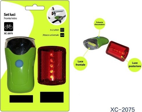 Set-Luci-Led-A-Batteria-Anteriore-Posteriore-Per-Bici-Attacco-Universale-Xc-2075
