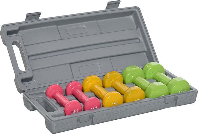 Set-Manubri-Palestra-con-Valigetta-2x0.5kg+2x1kg+2x1.5kg-Pesi-per-Sport-Fitness
