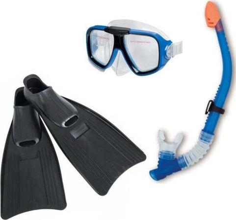 Set-Maschera-Boccaio-Pinne-Per-Immersioni-Snorkeling-Sub-Mare-Piscina-Blu