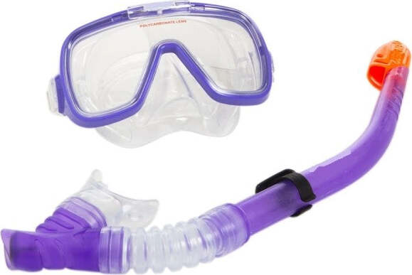 Set-Maschera-Con-Boccaio-Per-Immersioni-Snorkeling-Sub-Mare-Piscina-Viola
