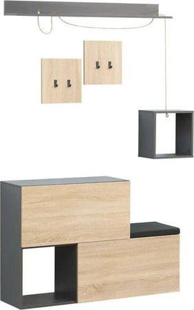 Set-Mobile-da-Ingresso-con-Attaccapanni,-Scarpiera-con-Panca-e-Scaffale,-Grigio-e-Naturale-GY6837-255CGGY6