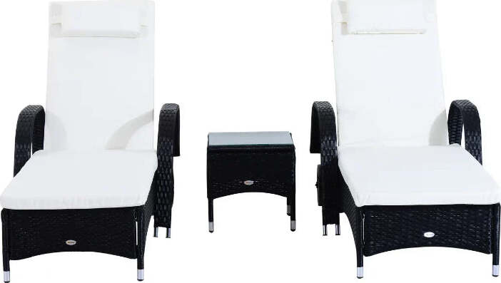 Set-Mobili-da-Giardino-2-Sedie-a-Sdraio-e-Tavolino-3pz-Lettino-Prendisole-Rotelle-Reclinabile-Rattan-Nero-862-011BK