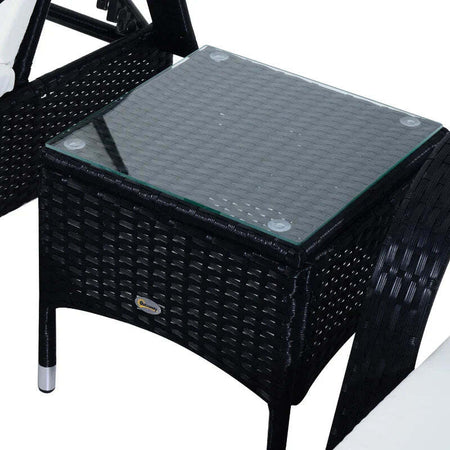 Set-Mobili-da-Giardino-2-Sedie-a-Sdraio-e-Tavolino-3pz-Lettino-Prendisole-Rotelle-Reclinabile-Rattan-Nero-862-011BK