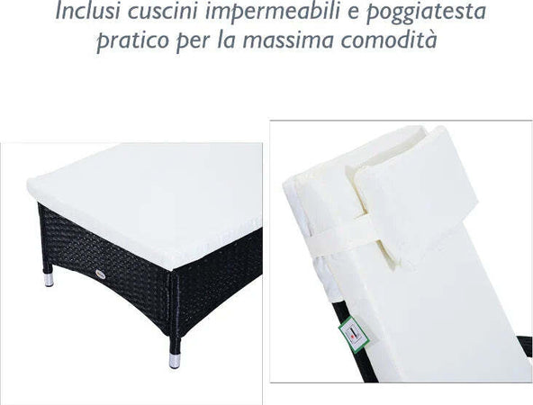 Set-Mobili-da-Giardino-2-Sedie-a-Sdraio-e-Tavolino-3pz-Lettino-Prendisole-Rotelle-Reclinabile-Rattan-Nero-862-011BK