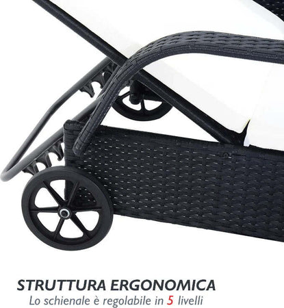 Set-Mobili-da-Giardino-2-Sedie-a-Sdraio-e-Tavolino-3pz-Lettino-Prendisole-Rotelle-Reclinabile-Rattan-Nero-862-011BK