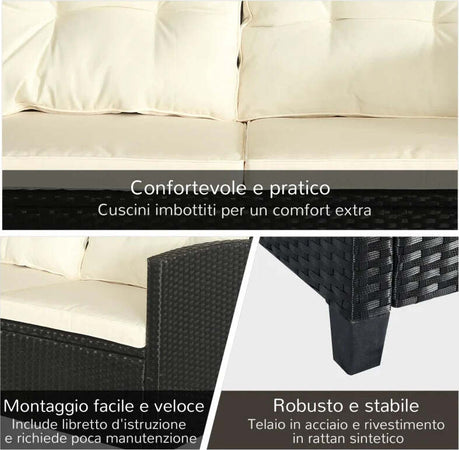 Set-Mobili-da-Giardino-4-Pezzi-in-Rattan-PE-e-Tavolino,-Divano-e-Poltrone-Imbottiti-Nero-e-Beige-124x68x76cm-860-117CW