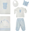 Set Nascita Bimbo 5Pz. Tutina Maglietta e Pantalone +1Cappellino Azzurro + Lenzuolo +Coperta Kit Primi Giorni Neonato Azzurro e Bianco Set Completo Nascita Bimbo Sanitaria Gioia del Bimbo - Villa San Giovanni, Commerciovirtuoso.it