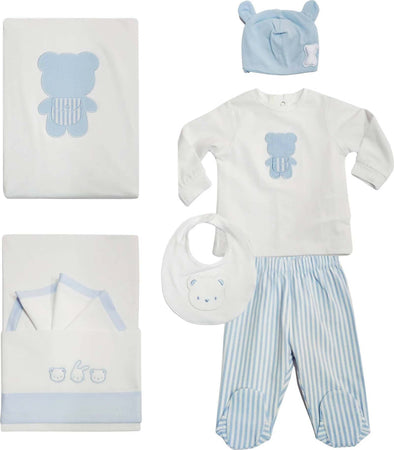 Set Nascita Bimbo 5Pz. Tutina Maglietta e Pantalone +1Cappellino Azzurro + Lenzuolo +Coperta Kit Primi Giorni Neonato Azzurro e Bianco Set Completo Nascita Bimbo Sanitaria Gioia del Bimbo - Villa San Giovanni, Commerciovirtuoso.it