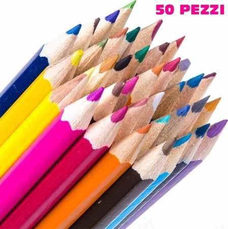 Set-Pastelli-Colorati-50-Pz.-Matite-In-Legno-Per-Colorare-Bambini-Scuola-Disegno