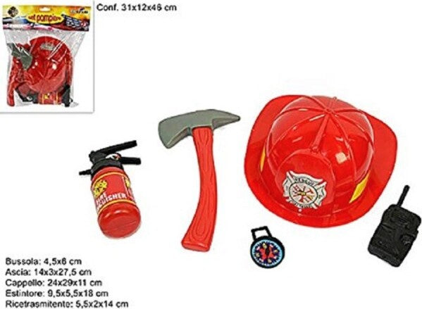 Set-Pompiere-5-Pezzi-Vigili-Del-Fuoco-Pompieri-Giocattoli-Cappello-Bussola