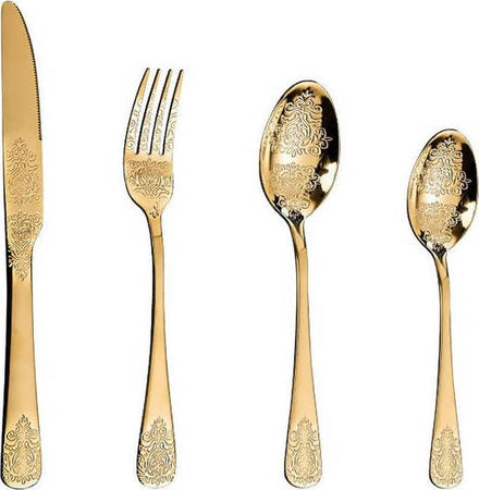 Set Posate Oro 24 Pz. Servizio Di Posate 6 Persone Bavaria Ottingher Decorate Color Oro in Acciaio Inox Postate Decorate Eleganti Art. 173 Casa e cucina/Stoviglie/Posate/Set di posate/Set di posate miste L’Orchidea - Siderno, Commerciovirtuoso.it