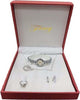 Set-Regalo-Per-Donna-Orologio-Orecchini-Collana-Anello-In-Cofanetto-Elegante
