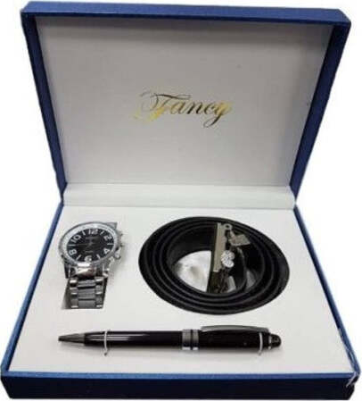 Set-Regalo-Per-Uomo-Orologio-Cintura-Penna-In-Cofanetto-Elegante