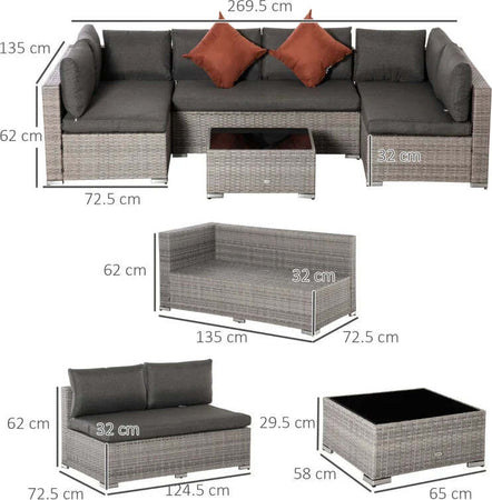 Set-Salotto-da-Esterni-4-Pezzi-con-3-Divani-e-1-Tavolino-da-Caffè,-in-Rattan-PE,-Cuscini-Inclusi-860-221