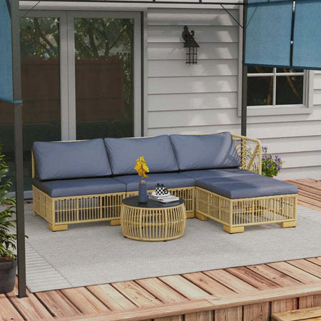 Set-Salotto-in-Rattan-da-Giardino-con-Divano-Modulabile,-Cuscini-e-Tavolino-da-Caffè,-Grigio-860-325V00GY