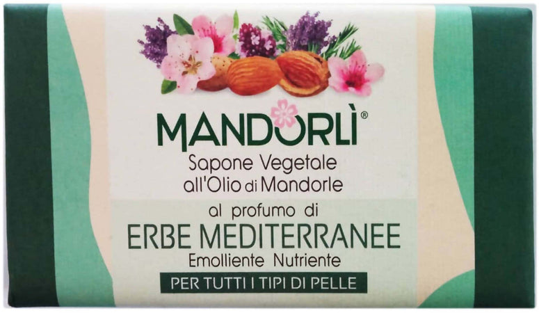 Set Saponi Mandorlì Olio Di Mandorle Dolci Al Profumo Di Erbe Mediterranee 300 Ml + Sapone Vegetale Solido Al Profumo Di Erbe Mediterranee 100g