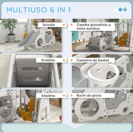 Set-Scivolo-per-Bambini-18-48-Mesi-con-Altalena,-Macchinina-e-Canestro,-201x151x87.5cm,-Bianco-BV5331-041V00WTBV5