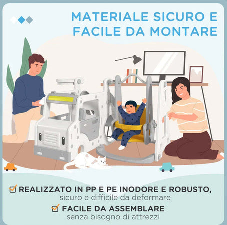 Set-Scivolo-per-Bambini-18-48-Mesi-con-Altalena,-Macchinina-e-Canestro,-201x151x87.5cm,-Bianco-BV5331-041V00WTBV5