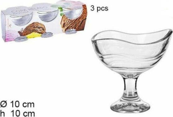 Set-Servizio-3-Pezzi-Coppe-Bicchieri-In-Vetro-Navona-Per-Gelato-Frutta