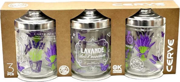 Set-Tris-3-Pz-Barattoli-Contenitori-Da-Cucina-In-Vetro-Decorazione-Fiori-800ml