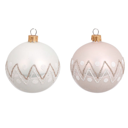 Palline per albero di Natale, in Vetro, glitter a zigzag, Ø 100 mm, 6 pezzi
