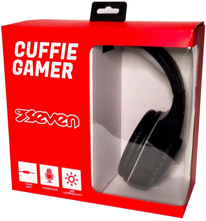 Seven Cuffie Gamer Nere Cuffie on Ear in Abs 2 Ohm Cuffie Da Gaming Con Microfono Sensibilità -42 Db +/- 3 Db