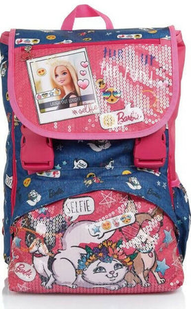 Seven Zaino Scuola Barbie Zaino Estensibile Rosa E Jeans Bambina Con Paillettes 28lt Tasca Frontale Spallacci Imbottiti