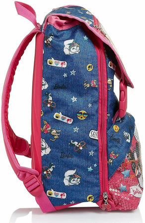 Seven Zaino Scuola Barbie Zaino Estensibile Rosa E Jeans Bambina Con Paillettes 28lt Tasca Frontale Spallacci Imbottiti