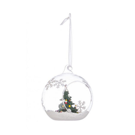 Sfera natalizia in vetro con miniatura pino all'interno per decorazioni natalizie
