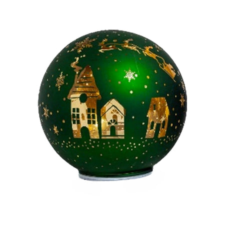 Palla di Natale in vetro rotante con luci batteria per decorazioni di natale