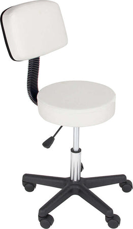 Sgabello-Estetista-Girevole-Schienale-Seduta-in-Ecopelle-Salone-Studio-Bianco