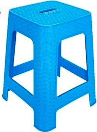 Sgabello-In-Plastica-Rattan-Azzurro-H-45,5-Cm-Sedia-Complemento-D'arredo-Casa
